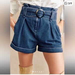 Sezane Rome Belted Denim Shorts